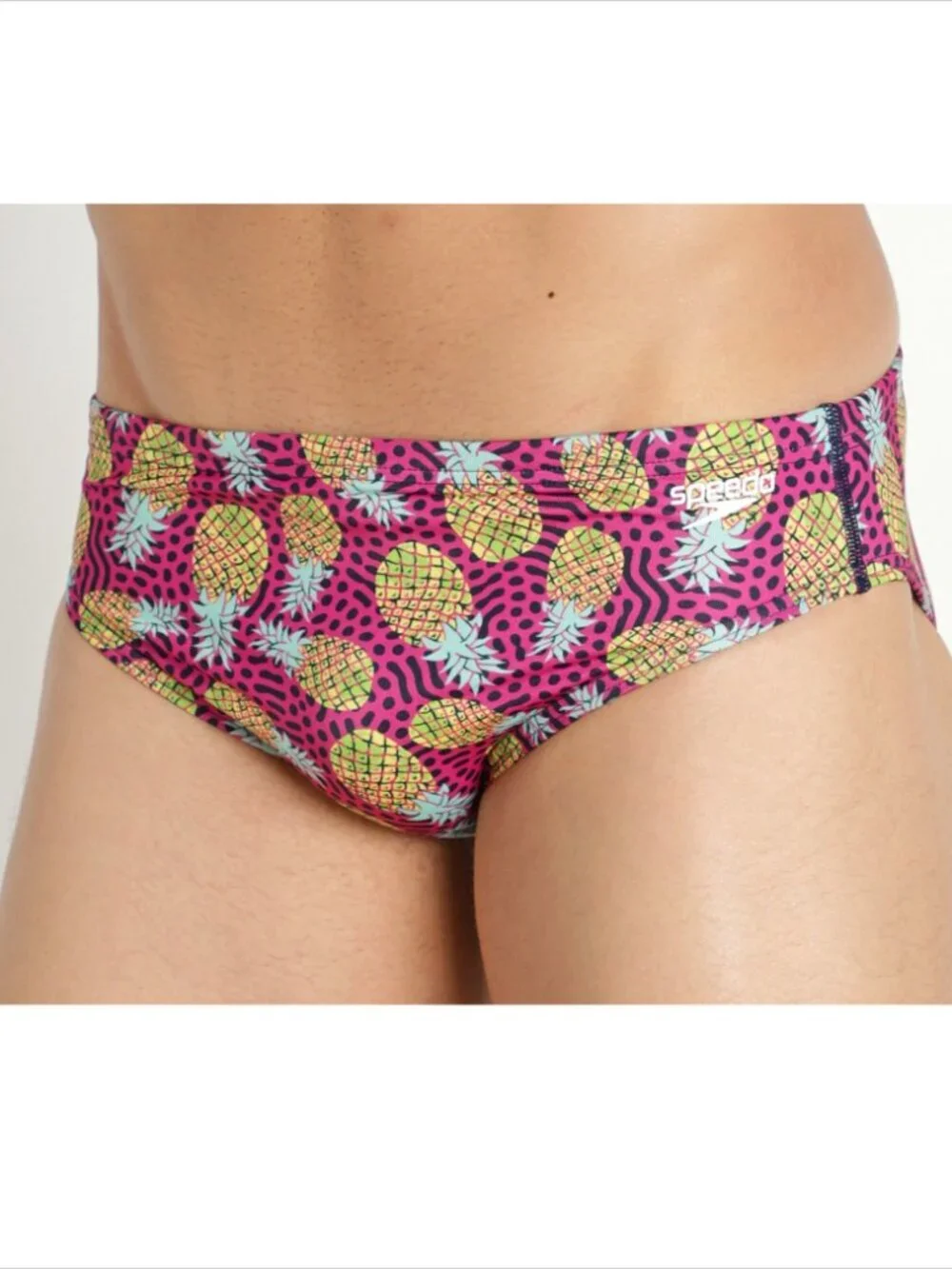 Speedo ECO Endurance racer swimming brief shorts pineapple pink swim men new 30